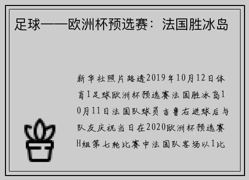 足球——欧洲杯预选赛：法国胜冰岛